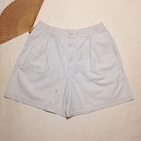 Eddie Bauer Shorts Ivory Drawstring Waist Zipper - Picture 1 of 8